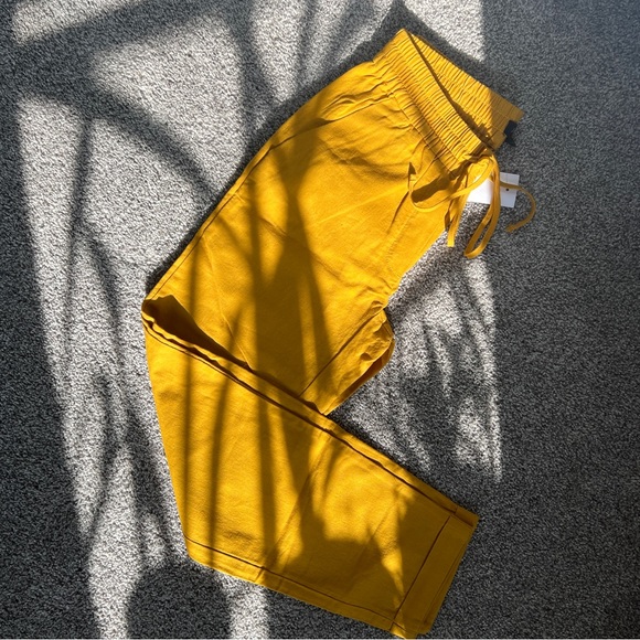 NWT J Crew Cotton/Linen Drawstring Pants in Mustard - Picture 3 of 5